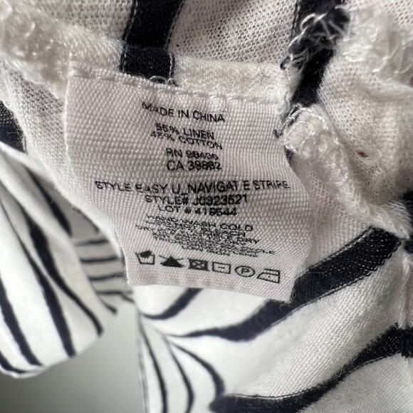 Theory Black & White Stripe Linen Scoop Neck T-Shirt Size Large - Picture 7 of 9